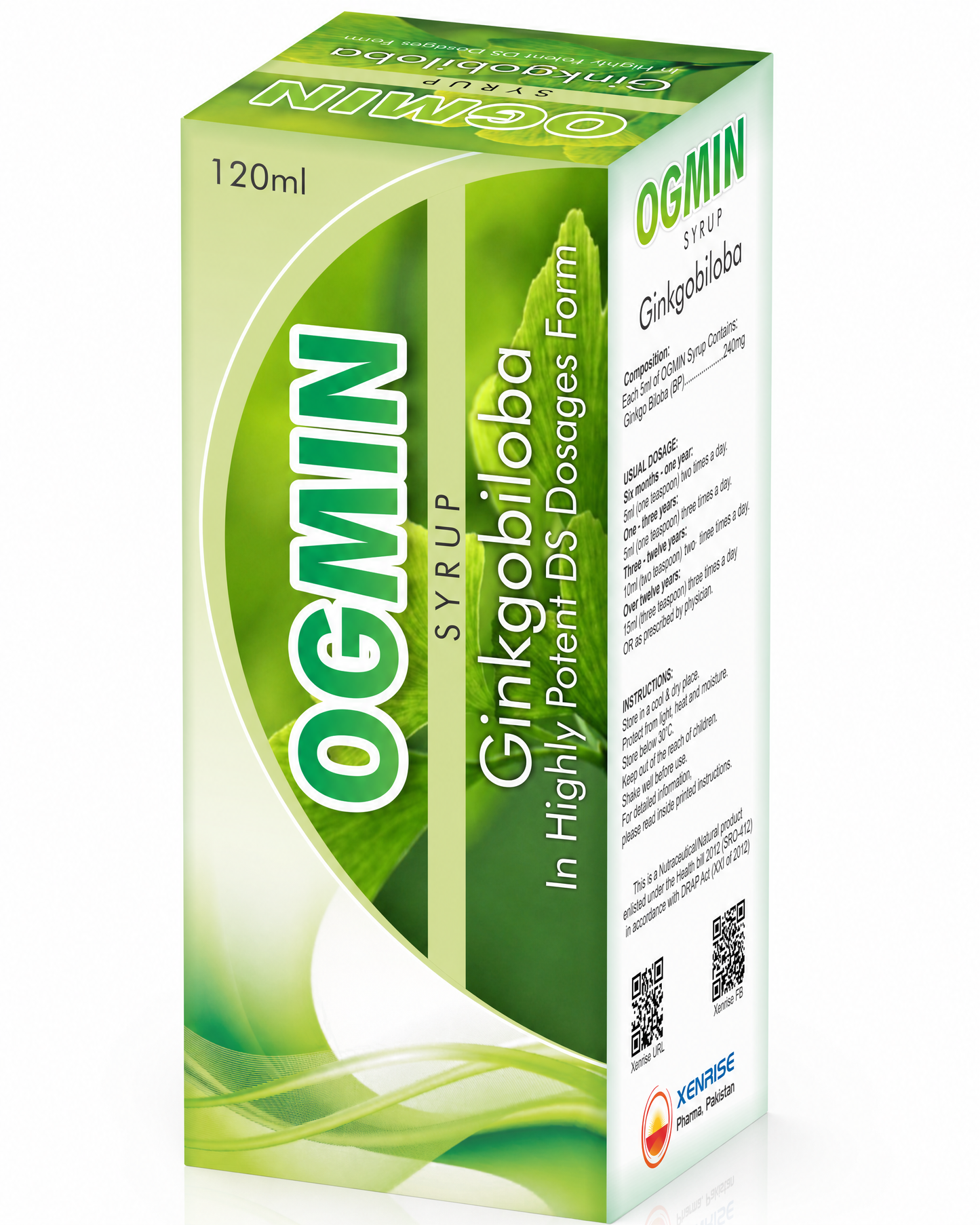 OGMIN SYRUP | Ginkgo Biloba in Highly Potent DS Dosage Form | Advanced Nutritional Support for Brain, Circulation, Focus & Daily Wellness | XENRISE Pharma, Pakistan