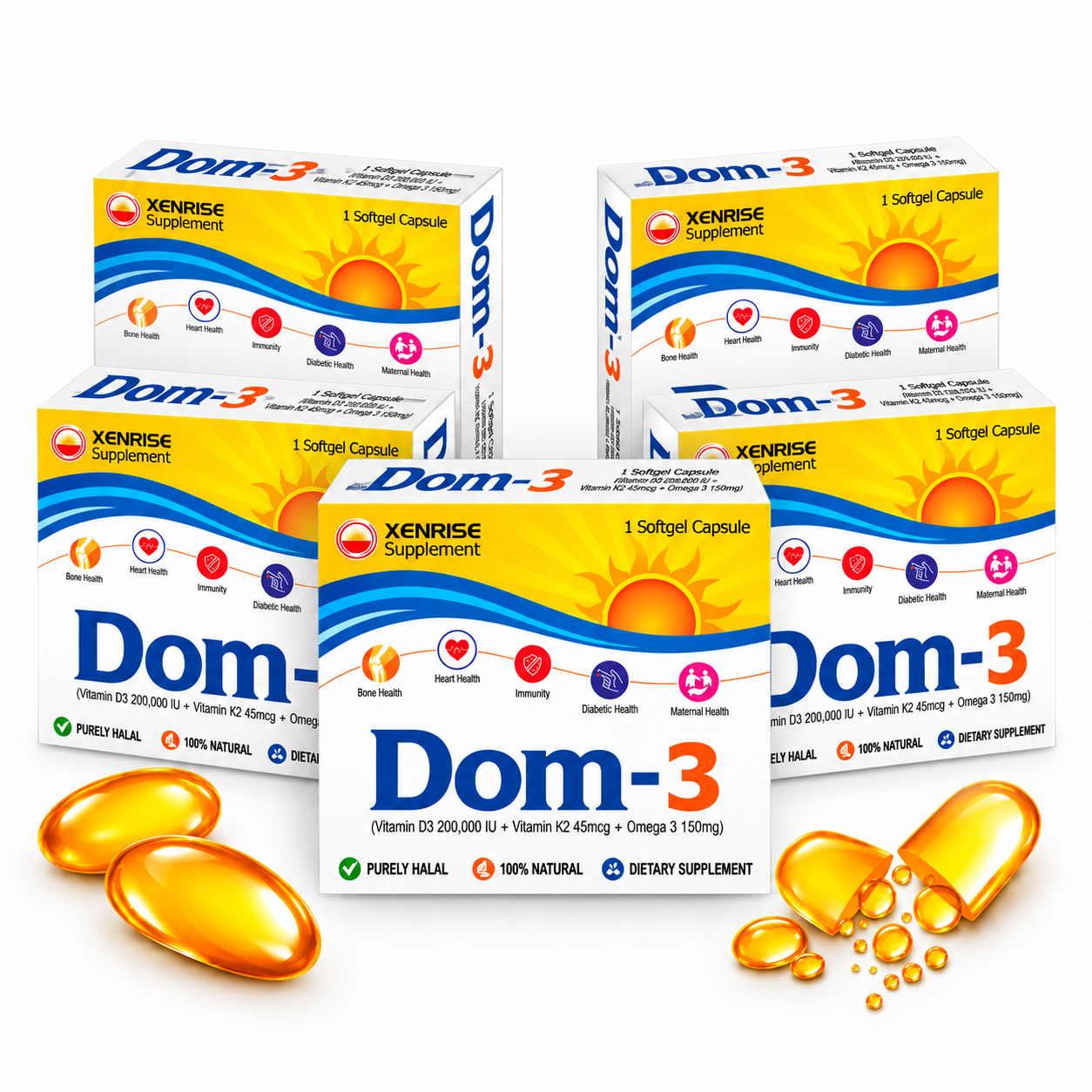 DOM-3 Vitamin D3 200,000 IU + K2 MK-7 + Omega-3 Softgel