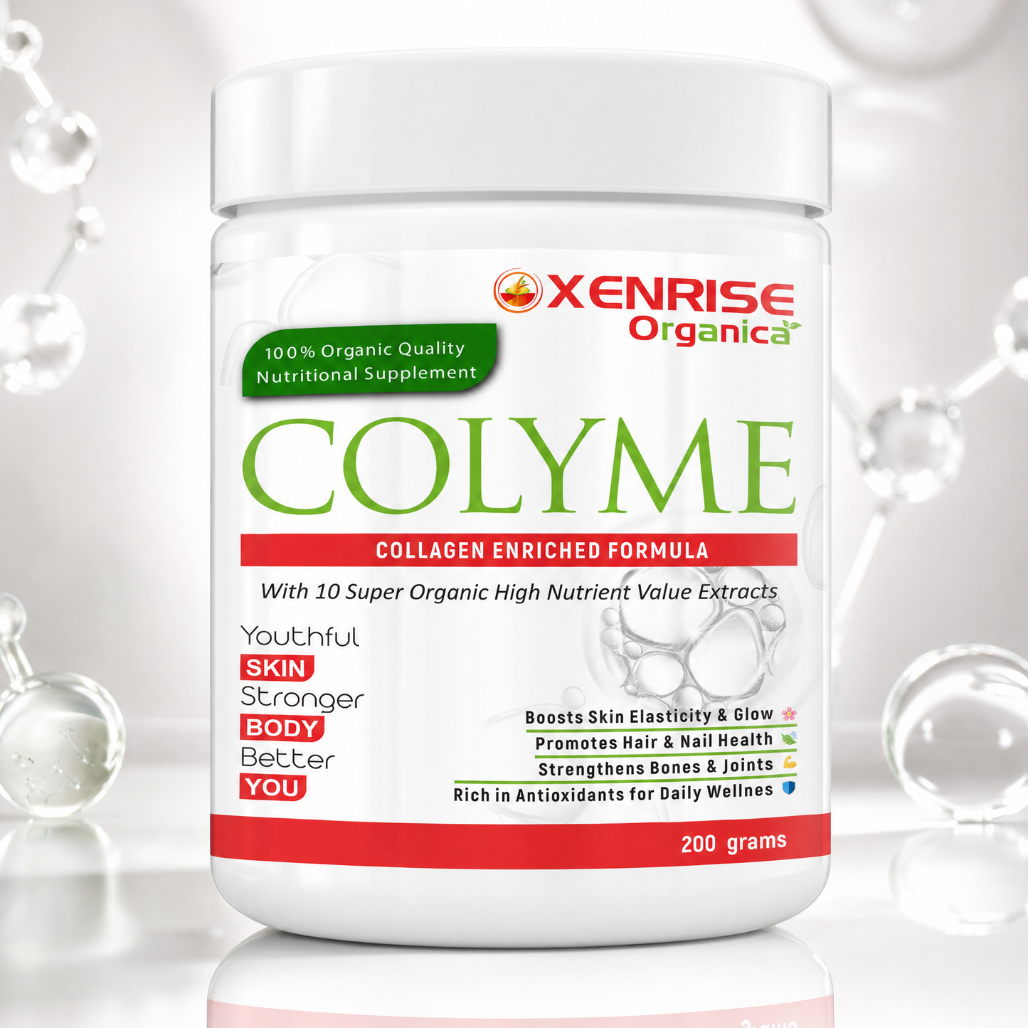 COLYME – Collagen Enriched Formula | XENRISE Organica | Youthful Skin & Stronger Body Naturally
