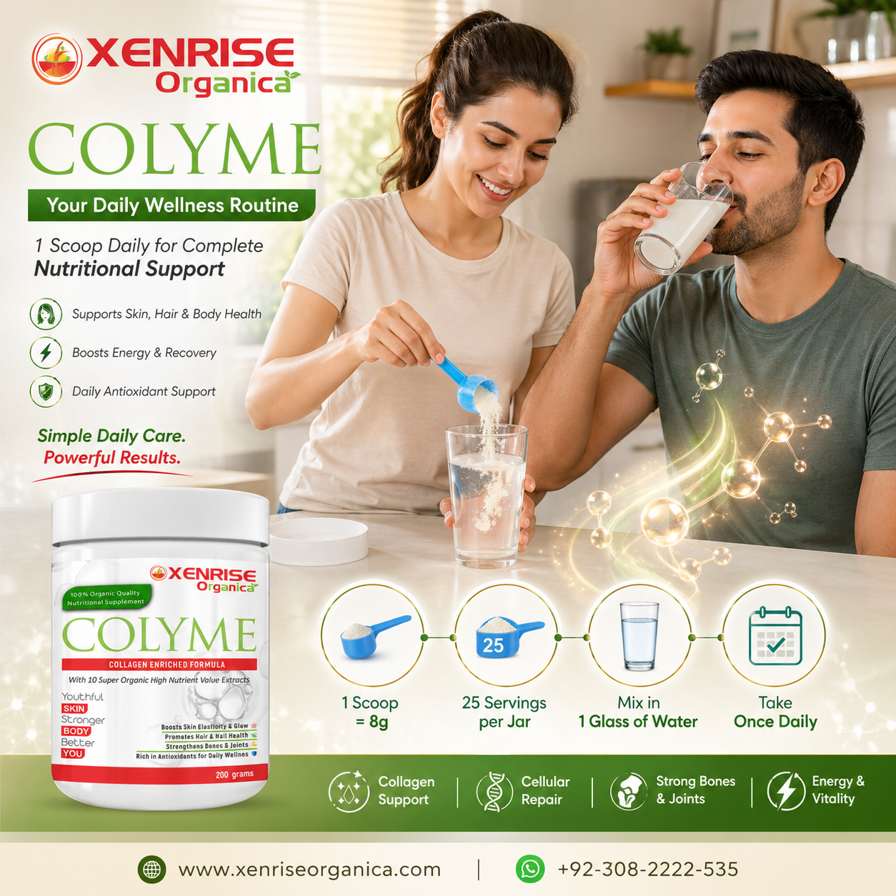 COLYME – Collagen Enriched Formula | XENRISE Organica | Youthful Skin & Stronger Body Naturally