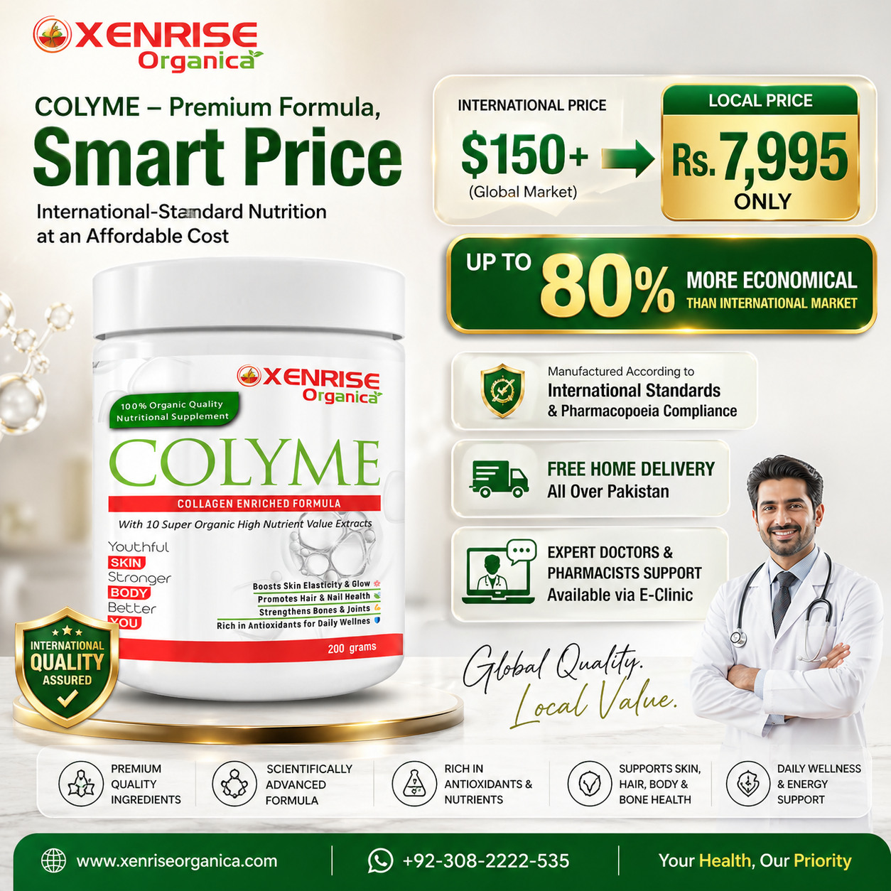 COLYME – Collagen Enriched Formula | XENRISE Organica | Youthful Skin & Stronger Body Naturally