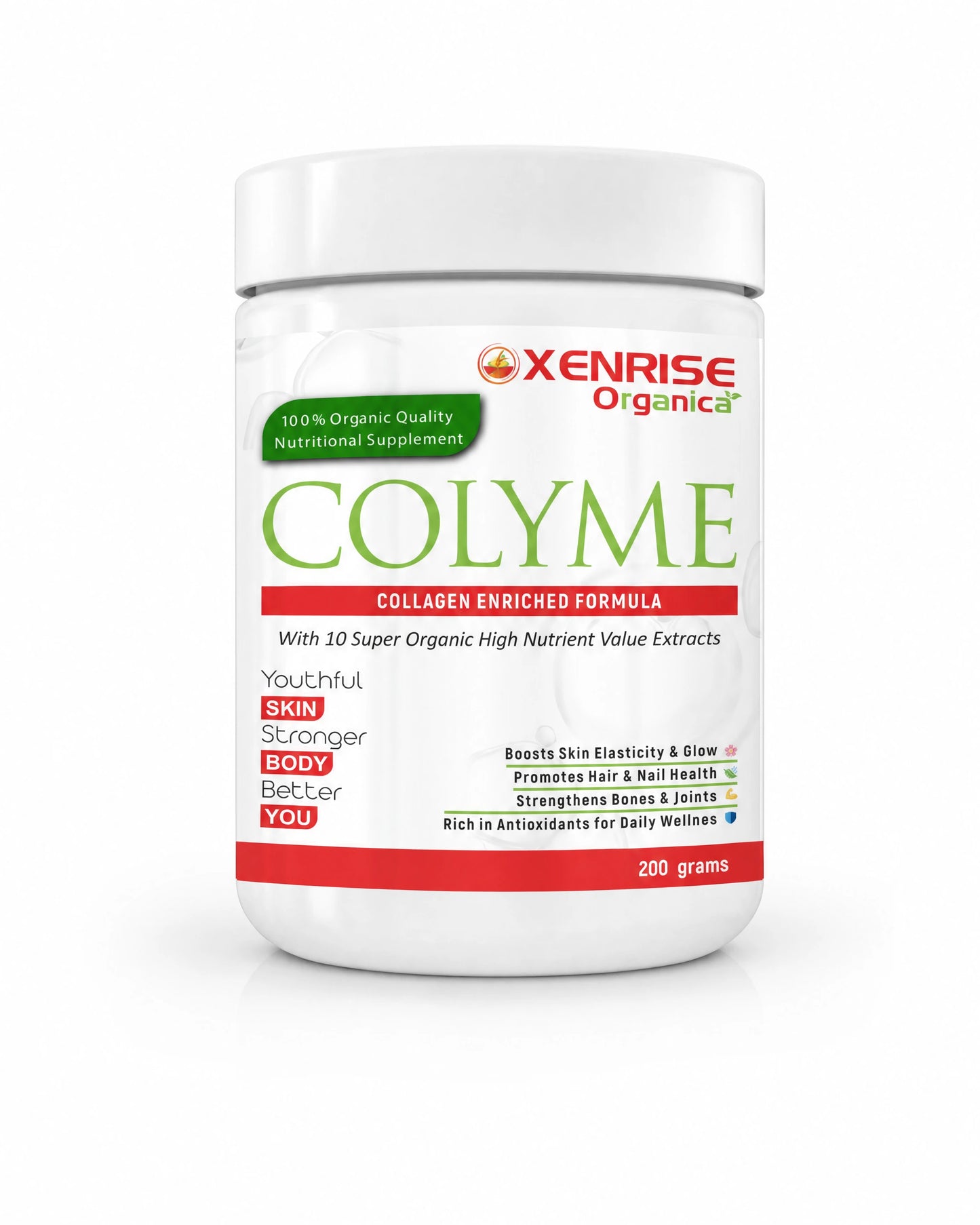 COLYME – Collagen Enriched Formula | XENRISE Organica | Youthful Skin & Stronger Body Naturally