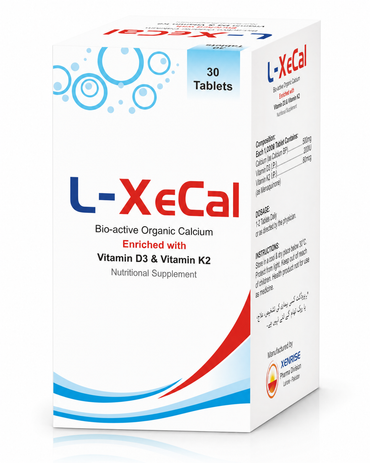 L-XECAL Tablets | Advanced Bone Strength with Calcium, D3 & K2 | XENRISE Pharma, Pakistan