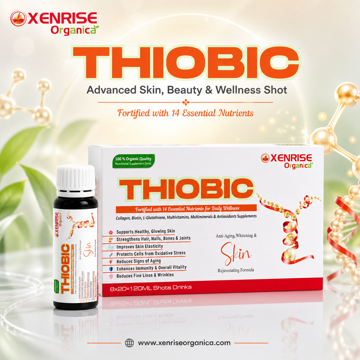 THIOBIC – Collagen, Biotin & Glutathione Enriched Nutritional Drink | XENRISE Organica