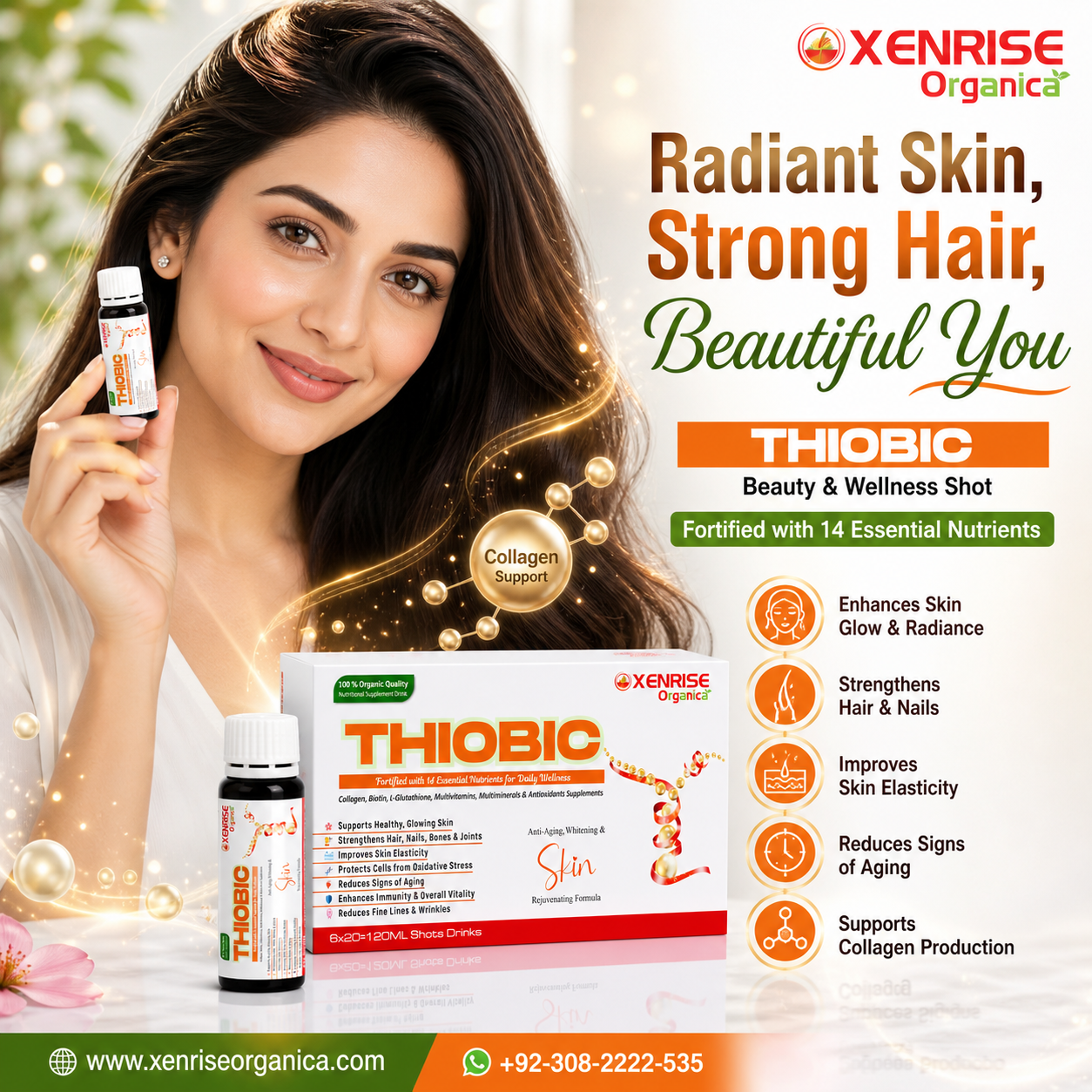 THIOBIC – Collagen, Biotin & Glutathione Enriched Nutritional Drink | XENRISE Organica