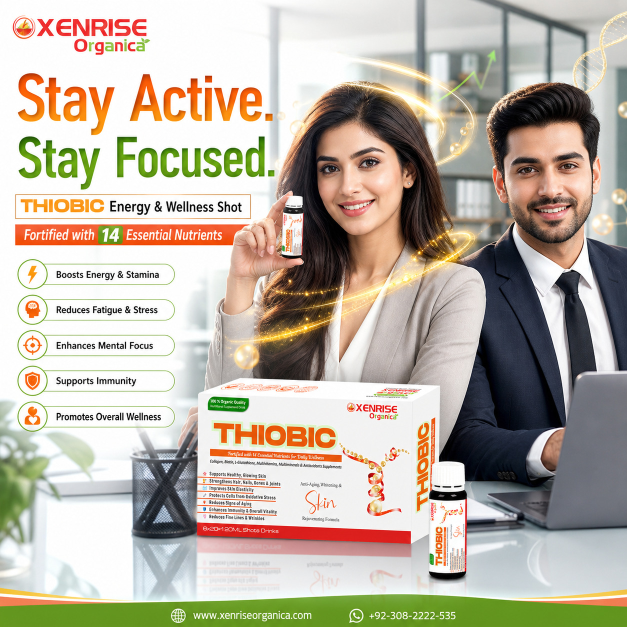 THIOBIC – Collagen, Biotin & Glutathione Enriched Nutritional Drink | XENRISE Organica