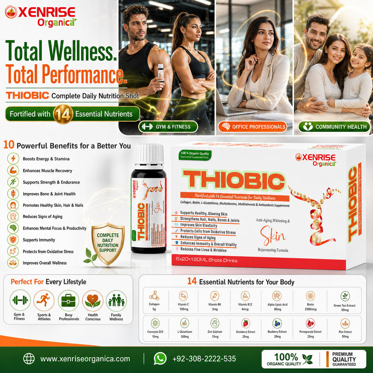 THIOBIC – Collagen, Biotin & Glutathione Enriched Nutritional Drink | XENRISE Organica
