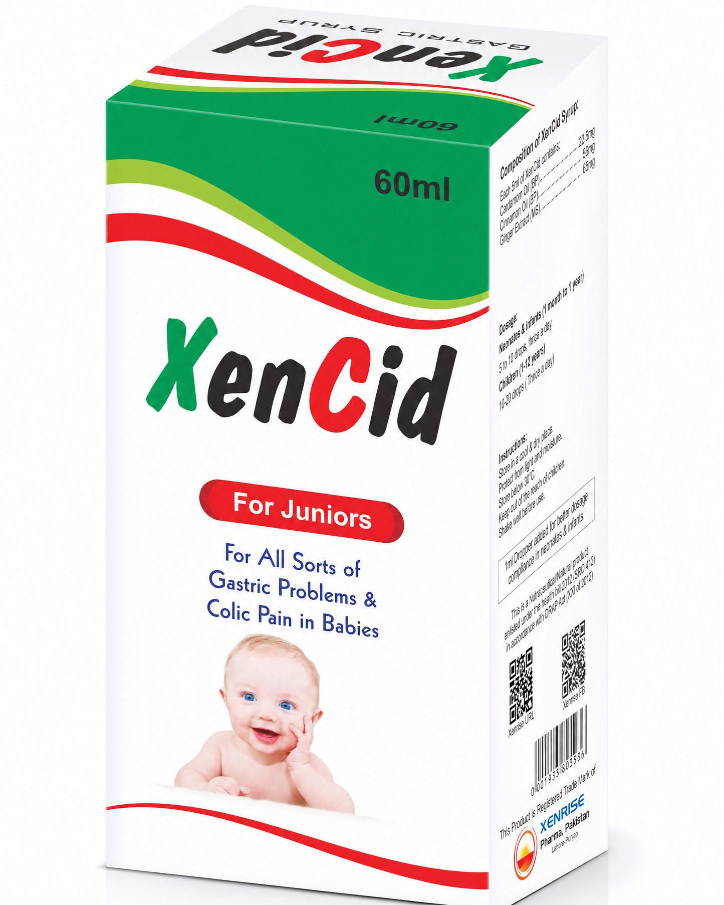 XENCID GASTRIC SYRUP & COLIC DROPS | Effective Gastric, Digestive & Colic Support | Processed Standard Nutritional Supplement for Gastric Comfort, Digestion & Abdominal Wellness | XENRISE Pharma, Pakistan